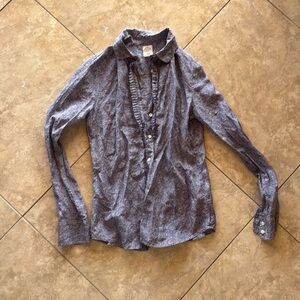 J. Crew The Perfect Shirt, L/S Button Up with Detailing, Navy/White, Size 2